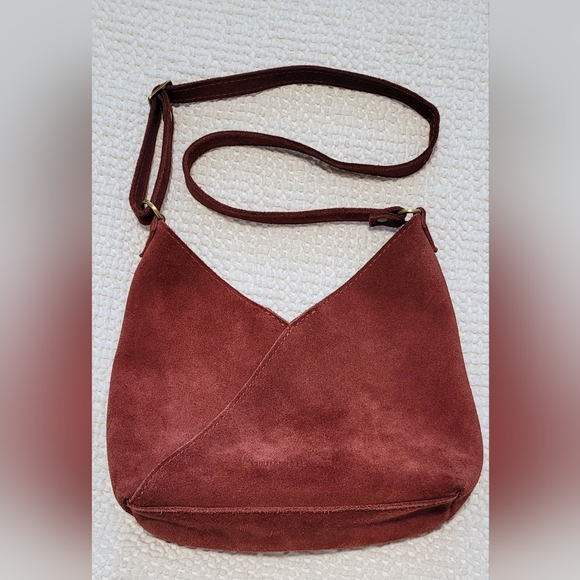 Portland Leather Handbags - PORTLAND LEATHER NAOMI SHOULDER BAG IN "RED PANDA" SUEDE. AP SIZE SMALL